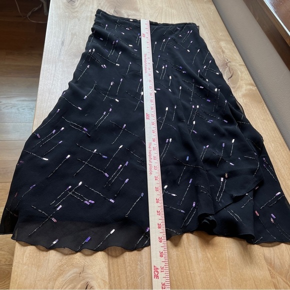 VANESSA BRUNO 100% SILK MIDI SKIRT ARTSY MIXED METALS ROMANTIC WHIMSYGOTH WITCHY - Picture 10 of 11